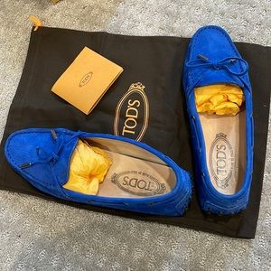 Royal Blue Tod’s driving mocassin with box and bag EUC